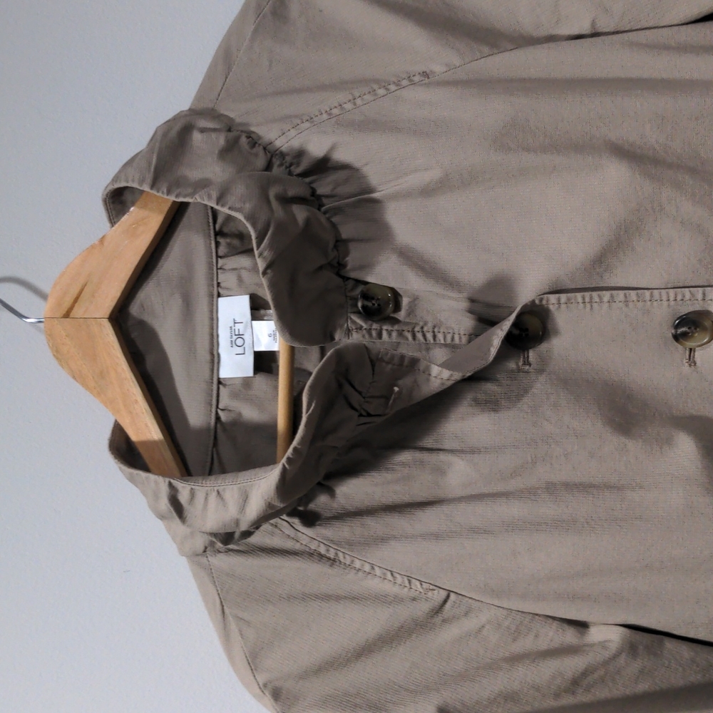 LOFT Women's Tie Waist Rolled Sleeve Button Jacket Casual Blazer Size 6 Brown - Picture 5 of 10